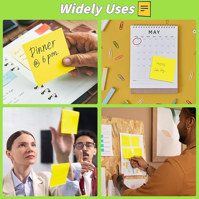 60Pack Yellow Sticky Notes 3x3, Yellow Sticky Pads, Self-Stick Pads,Self-Stick Pads 75 Sheets/Pad, Easy to Post for Teacher Student School Office Meeting Blank Desk Pads,Total 4500 Sheets