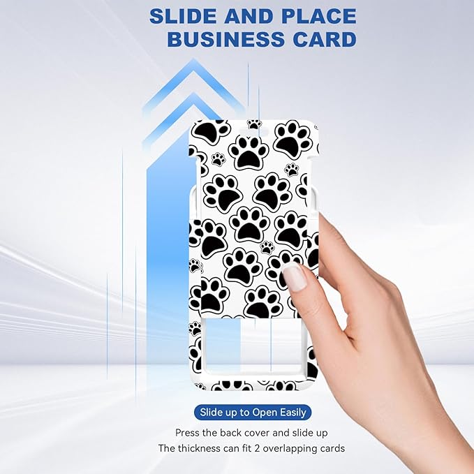 2 Pack Dog Paw Print ID Badge Holder with Heavy Duty Retractable Reel Keychain for WomenStudents,Teachers, Nurses, Office Use