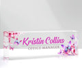 Custom Name Plate for Desk, Personalized Desk Name Plate on Clear Acrylic Glass, Appreciation Gifts for Teacher Employee Boss Coworkers Nurse, Office Desk Accessories for Women Men (Bubblegum)
