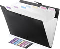Expanding File Folder with 8 Pockets, Accordion File Organizer Folder with Labels, Portable Folders for Documents, School Office Supplies, Letter A4 Size, Black