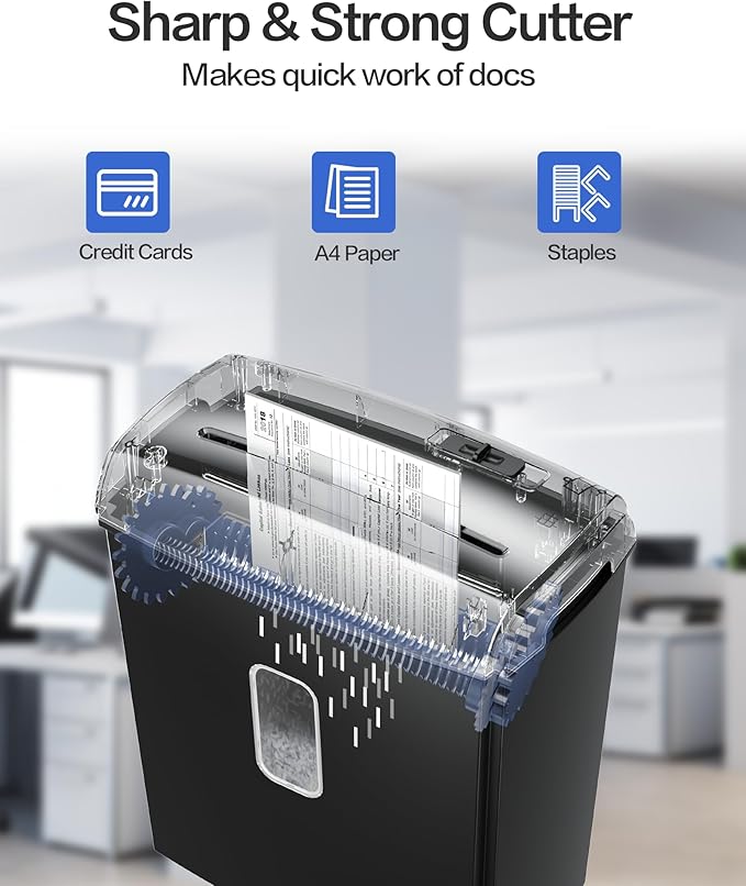 8-Sheet Micro-Cut Paper Shredder, P4 High Security, 4 Gallon Bin, 2-Minute Continuous Run, Home & Small Office Use