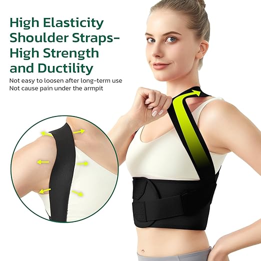 Posture Corrector for Women - Lightweight and Breathable Back Brace for Pain Relief, Rounded Shoulders and Hunchback, Compact & Portable with Fashionable Design, Invisible Under Clothes Black S