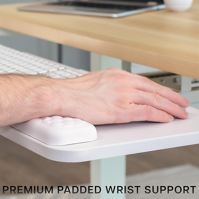 VIVO Premium Adjustable 27 x 11 inch Computer Keyboard and Mouse Platform Tray, Ergonomic Under Table Desk Mount Drawer with Padding, White, MOUNT-KB27P-W