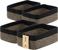 Small Storage Baskets for Organizing | Closet Organizer Bins | Shelf Toy Basket | Woven Rope Baskets | Cube Decorative Box | Shallow Basket | 11.5x7.5x4.7” | 4 Packs Black Brown