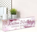 Name Plate for Desk, Desk Name Plate Personalized, Office Decor for Women Men, Acrylic Desktop Accessories, Office Gifts for Boss Nurse Teacher Coworker, Employee Appreciation Gift (Purple Coast)