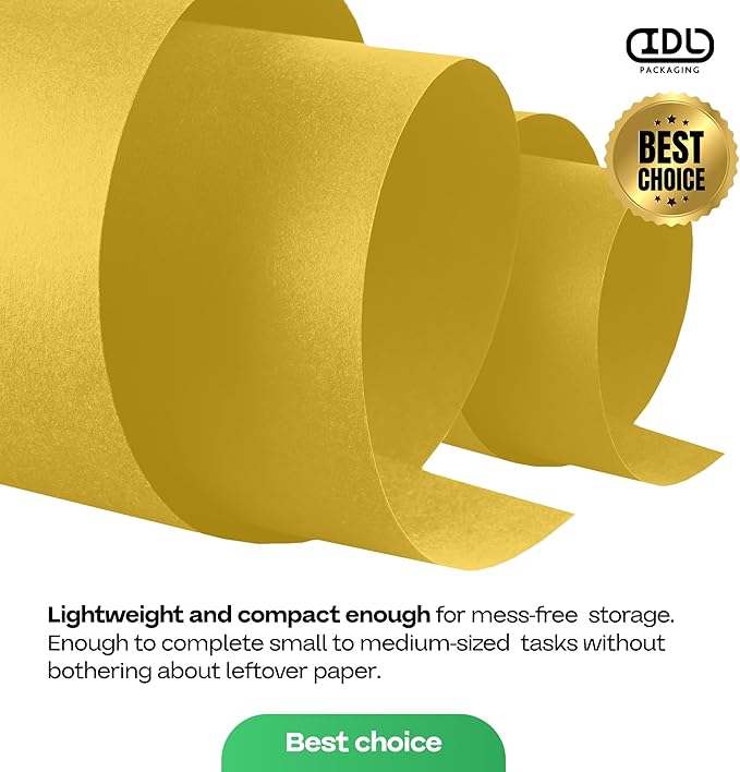 Yellow Kraft Paper Roll 36" x 1200" (100 feet) with Cutter - USA-Made Gift Wrapping Paper for Packing, Moving, Shipping & Crafts/Arts - 100% Recyclable Natural Craft Material by IDL Packaging