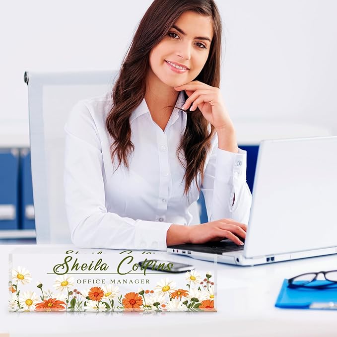 Personalized Custom Name Plate for Desk and Office, Acrylic Employee Appreciation Gift, Funny Office Decor by Daisy