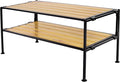 Seville Classics Sturdy Freestanding Storage Shelf for Bedroom, Closet, Entryway, Dorm Room Organizer Stackable Durable Metal Shoe Rack Countryside Aspen Slat, 2-Tier