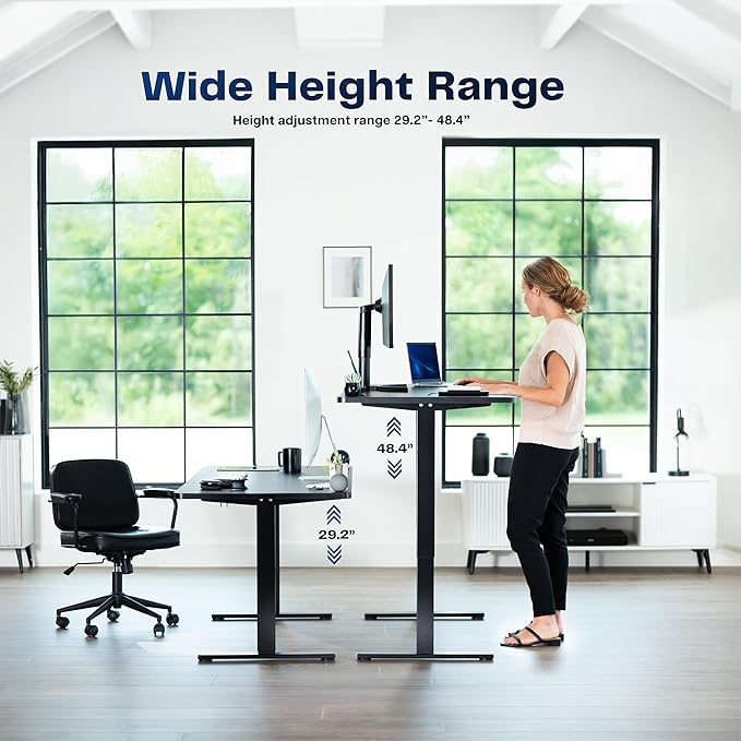 VIVO Electric 60 x 30 in Standing Desk, Memory Height Adjustment, 1B Series, Holds 220 lbs, Dark Gray Top White Frame, DESK-KIT-1W6G-30