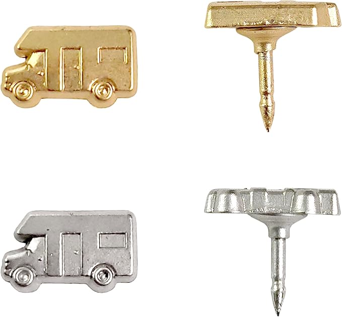 Motorhome Push Pins - Silver RV Pins - for Cork Board, Maps, or Lapel Pin Use - Designed in USA - Set of 4