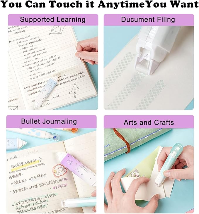 BITOSEE 2 in 1 Correction Tape and Double Sided Tape Roller, Cute Quick Dry Japan Correction Tape, with Adhesive Tape Runner,for School Office supplies