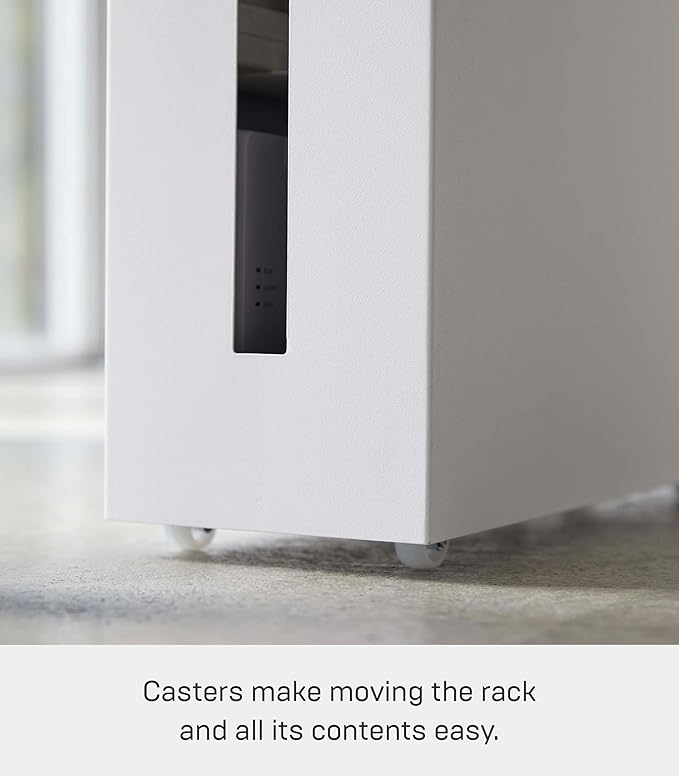 YAMAZAKI Home Tower Rolling Cable Management Cord Power Strip/Surge Protector Storage Organizer for Office Or Bedroom - Steel