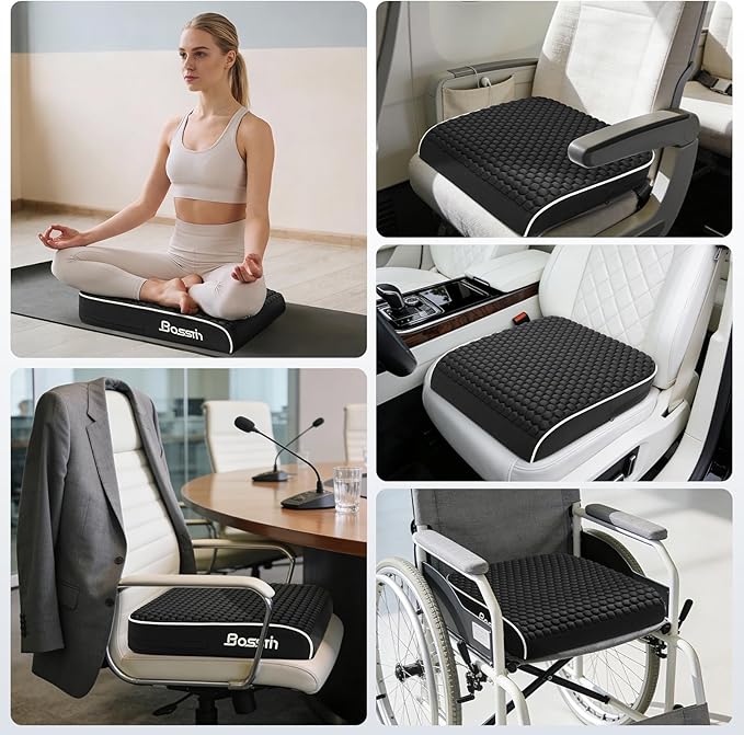 Extra Large Office Chair Cushion, Seat Cushion with High-Resilience Foam & Honeycomb Surface for Back & Tailbone Pain Relief, Butt Pillow for Long Sitting, Car Seat, Wheelchair, Floor(19"x17")