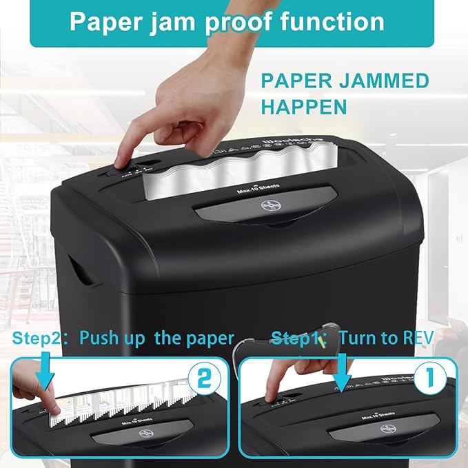 Paper Shredder for Home: with12 Sheet Cross Cut,5.55-Gallon Basket, P-4 Security,Shred for Cards/CDs/Staples/Clips - Jam Proof System for Office Home