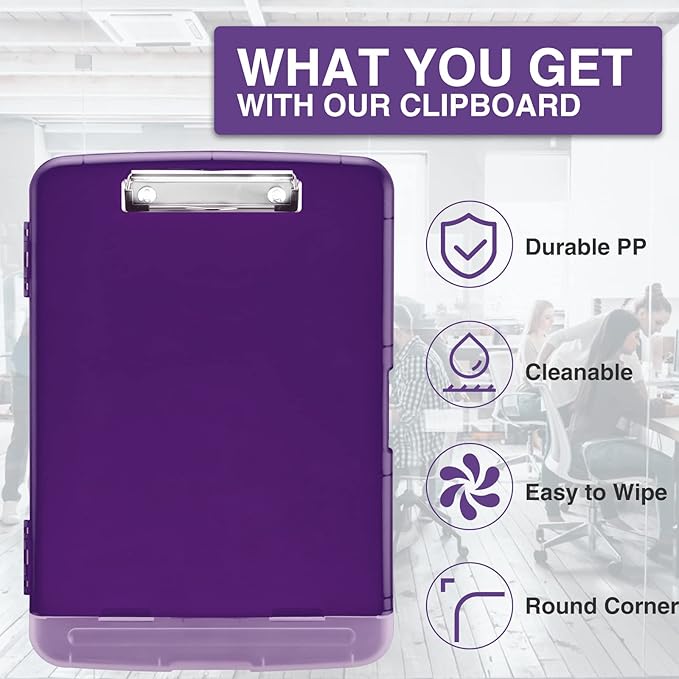 Sooez Clipboard with Storage, High Capacity Nursing Clip Board 8.5 x 11 with Pen Holder & Low Profile Clip, Plastic Clipboards Case Box, Teacher Must Haves School Office Supplies,Letter Size/ A4