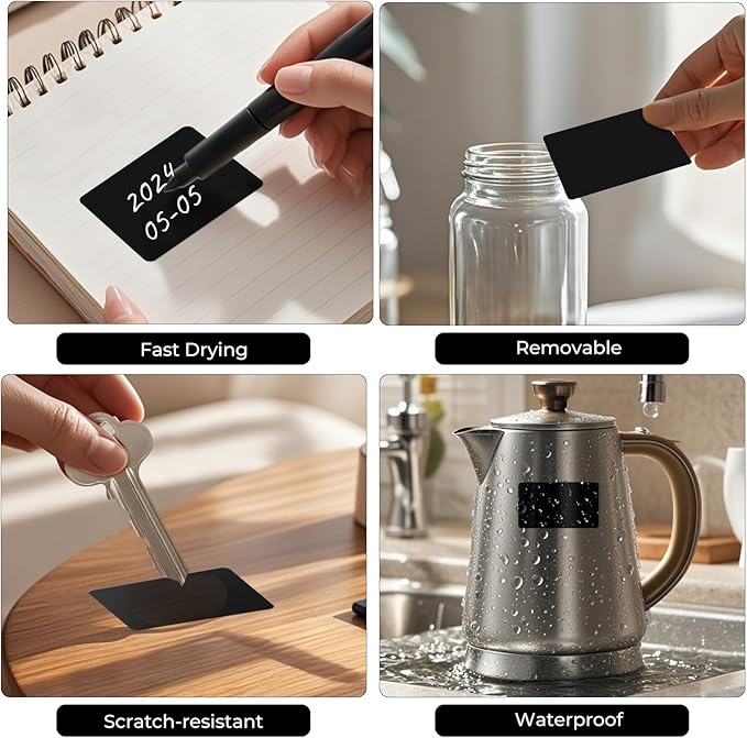 FINDAT Colored Labels Stickers 3×2 Inch Rectangle Vinyl Black Sticker Removable Assorted Color Coding Name Tag for File Folder Classroom Office Inventory Marking 40 PCS