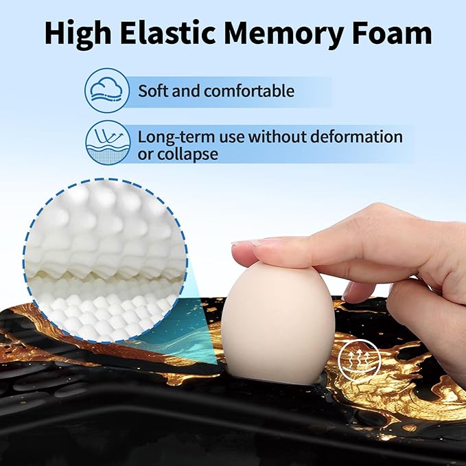 YIWEI Ergonomic Mouse Pad with Wrist Rest - Comfortable Office Mousepad with Memory Foam Wrist Support for Carpal Tunnel Relief, Mouse Pads with Non-Slip Base for Gaming and Home (Gold)