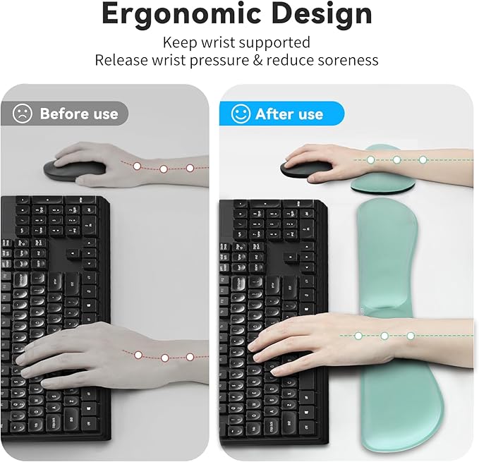ZIBLY Wrist Rest Keyboard and Mouse Set - Anti-Skid Non Slip Ergonomic Wrist Cushion Support Pad - Easy Typing,Pain Relief - Premium Memory Foam for Work from Home Gaming Computer Laptop