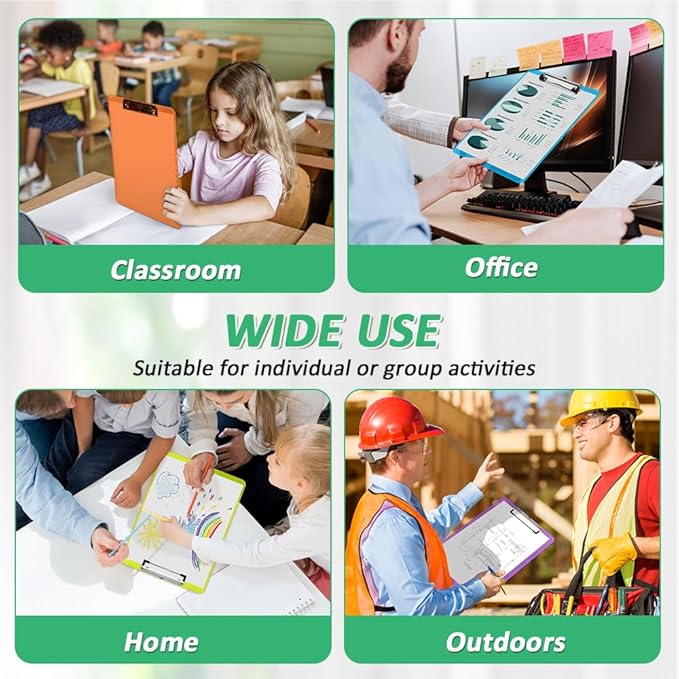 Plastic Clipboards, PANDRI 30 Pack Clear Colored Clipboards, Low Profile Clip Board 12.5 x 9 Inch Standard Letter Size, Office Supplies Classroom