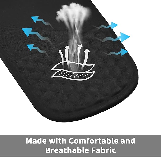 Ergonomic Mouse Pad with Wrist Support, Comfortable Memory Foam Mousepad with Massage Design and Non-Slip PU Base, Wrist Rest Mouse Pad for Office and Home, 12x8 Inch