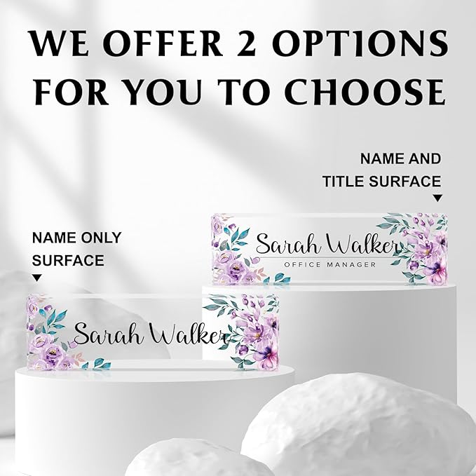 Custom Name Plate for Desk - Desk Name Plate Personalized - Purple Office Desk Accessories - Employee Appreciation Gifts - Acrylic Office Desk Decor for Women - Office Gifts for Coworkers Boss Teacher