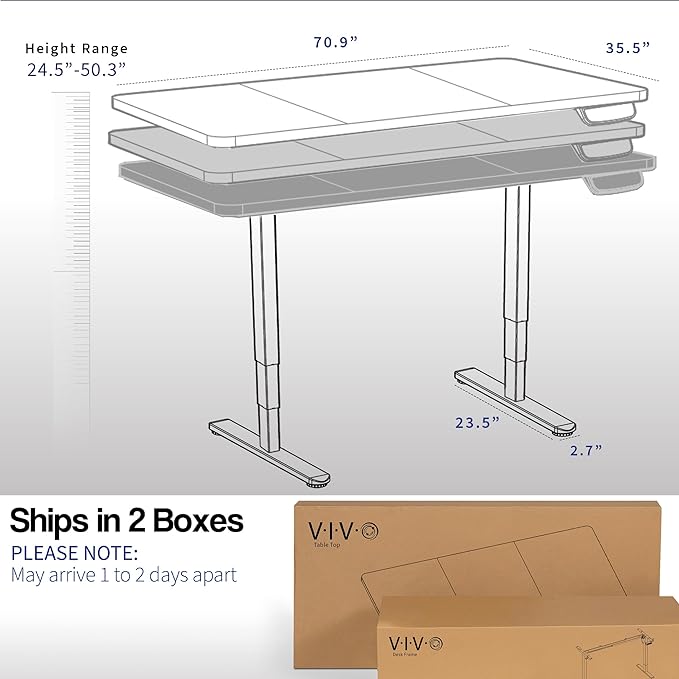 VIVO Electric 71 x 36 in Dual Motor Sit Stand Desk, Memory Height Adjustment, 2B Series, Reclaimed Wood Top White Frame, DESK-KIT-2W7P-36