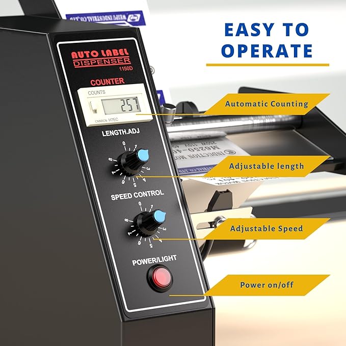 Automatic Label Dispenser, Automatic Label Separator, Automatic Label Stripper 110V Speed Adjustable Electric Label Machine Auto Counting 0-999999 for Label Width 4-140mm