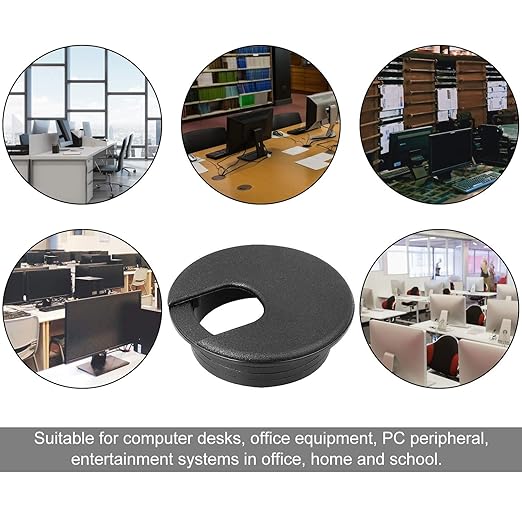 HNBun 20 Pack 2" Black Plastic Desk Grommet, 2" Hole Cover, Organizers, Cord & Cable Management