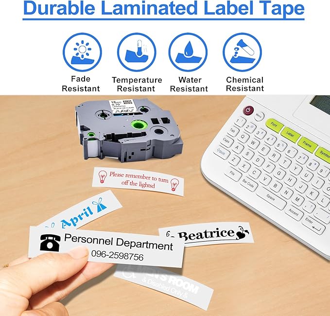 4 Pack TZ Tape 18mm Clear Replace for Brother TZe 0.13-0.7 3.5-18mm Laminated Transparent TZe-141 TZe-142 TZe-143 TZe-145 Black/Red/Blue/White on Clear for P Touch PT-1890 PT-D600 PT-D400