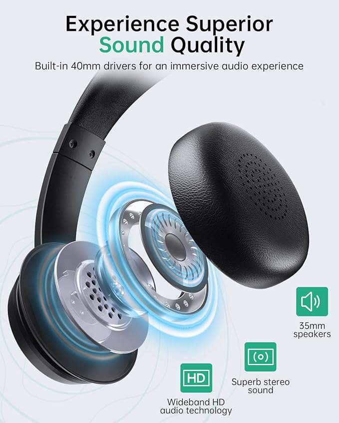 Masajoy Wireless Headset with Mic for Work with AI Noise Cancelling Mic for Clear Calls, Bluetooth V5.3 Headphones with Microphone to USB A/C Dongle & Mic Mute for Computer Laptop PC iPhone (Black)