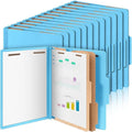 Skyygemm 24 Pcs Classification Folders Letter Size Bulk - 2 Dividers Pressboard File Folder with 3. 5 Inch Expansion, 2 Prongs Fastener, Heavy Duty Office File Organizer for Teacher Medical (Blue)