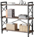 3 Tier Bookshelf, Open 3 Shelf Short Bookcase, Rustic Shelves with Metal Frame, Industrial Book Shelf for Bedroom Home Office Living Room, Rustic Brown