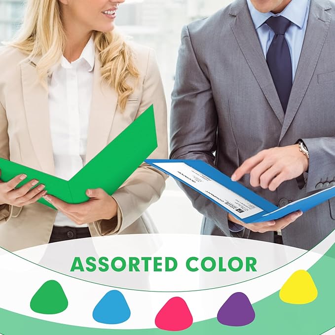 Two Pocket Folders, PANDRI 125 Pack 2 Pocket Folders, Letter Size Paper File Folder for School Office Home Business, Assorted 5 Colors