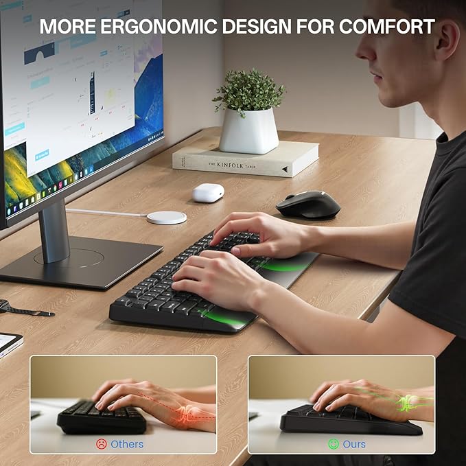 PHILIPS Wireless Keyboard and Mouse Combo-Ergonomic Keyboard and Mouse Wireless Combo with Silent Design,Plug n' Play,Sleep Mode and 2.4GHz Keyboard for Mac, Windows, Laptop-Black
