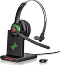 JIAMQISHI Wireless Headset with Mic for Work, Clear Call, Bluetooth 5.2 Headphones with USB Dongle & Mic Mute Function, Special Charging Base, Applicable to PC, Laptop, Phone, Android, Zoom, Office