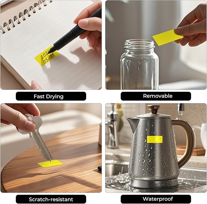 FINDAT Color Coding Stickers Rectangle 1.57×0.75 Inch Vinyl Yellow Sticker Removable Waterproof Writable File Folder Moving Labels for Boxes Home Office Marking 160 PCS