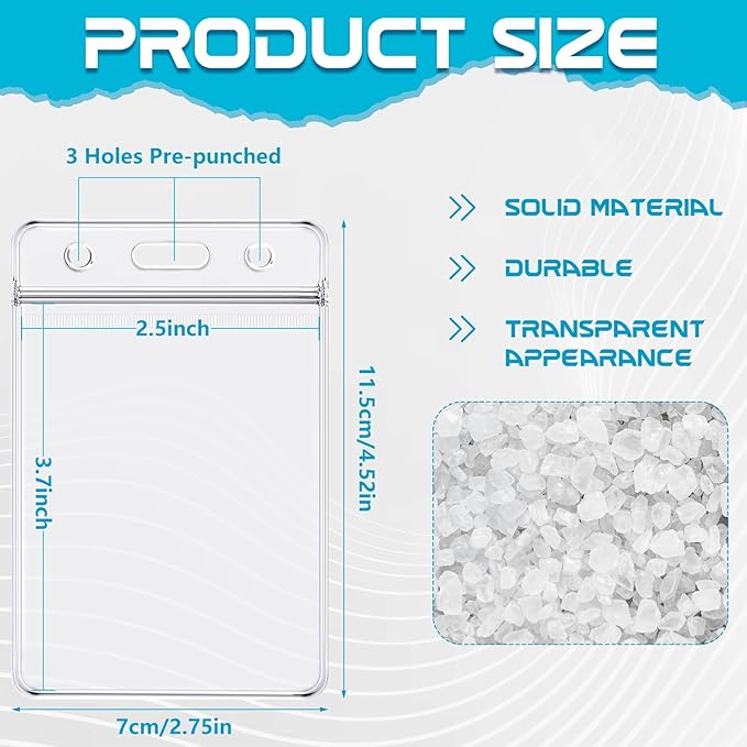 12 Pack Vertical ID Badge Holders Clear Plastic Waterproof Card Holder Resealable for Office Worker Teacher Nurse