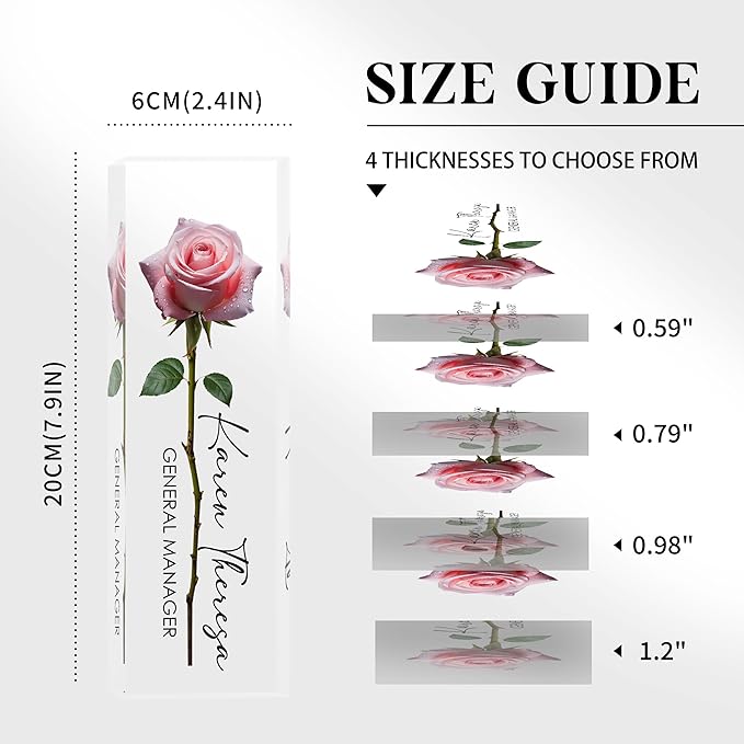 Custom Office Name Plate, Personalized Gifts for Women & Employees, Office Desk Accessory (A Rose)