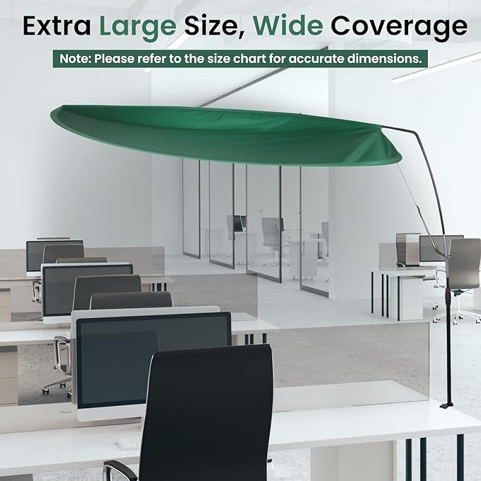 CKAGF Green Adjustable Office Cubicle & Desk Shade – Oval Design for Wider Coverage, Blocks Light and Distractions, Creates a Private and Comfortable Workspace