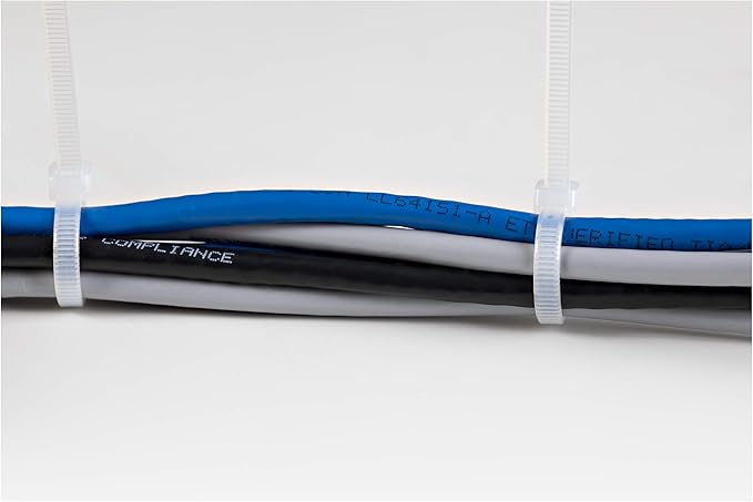 StarTech.com 8"(20cm) Cable Ties - 1/8"(4mm) Wide, 2-1/8"(55mm) Bundle Diameter, 50lb(22kg) Tensile Strength, Nylon Self Locking Zip Ties with Curved Tip - 94V-2/UL Listed, 100 Pack - White, TAA