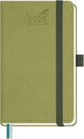 BEZEND Pocket Calendar 2026 Weekly and Monthly (3.5" x 6") Small Daily Planner for Purse (Jan-Dec) with Notes & Expenses, Inner Pocket, Pen Holder, Vegan Leather Hardcover - Kiwi