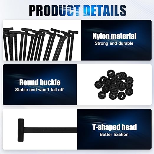 150Pcs Nylon Universal Cable tie Buckle for Car Repairs, Universal Cable Tie Buckles, Automotive Trim Clips - Heavy Duty Black Plastic Rivets, Bumper & Fender Retainer Clips for Auto Body Parts