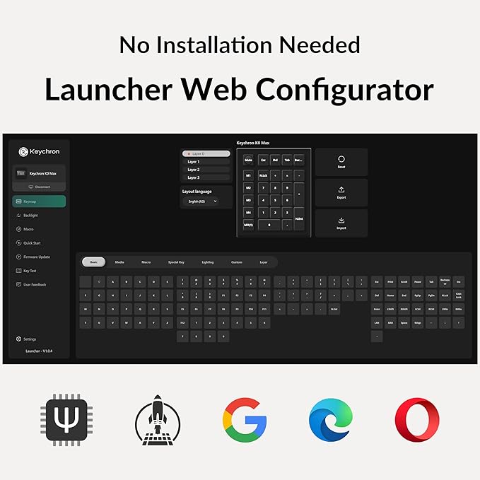 Keychron K0 Max Wireless Low-Profile Number Pad, QMK/VIA Programmable, Hot-Swappable Red Switch, RGB Backlit, 2.4GHz & Bluetooth 5.3, 1000Hz Polling Rate, with Knob, for Windows/Mac