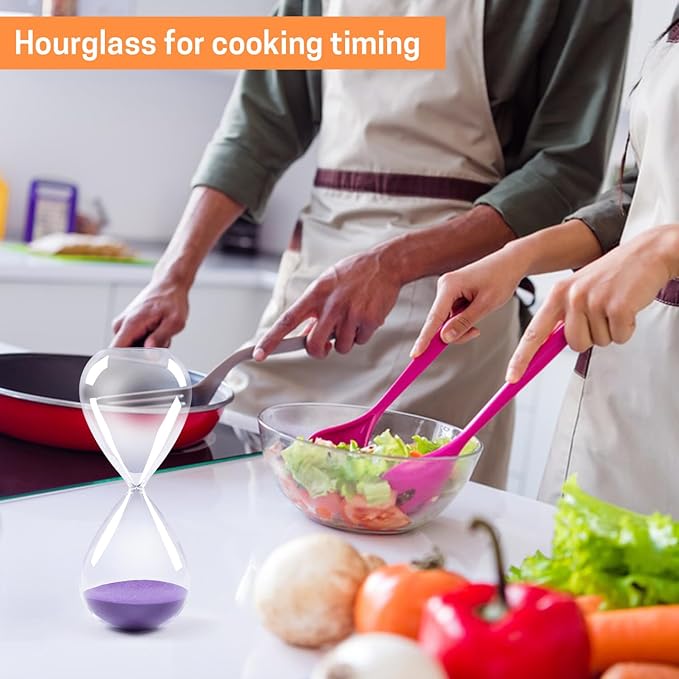 SWISSELITE Hourglass Sand Timers, Hourglass Sand Clock Inspired Glass for Home, Desk, Office Decor (6.5Inch-15Mins Violet)