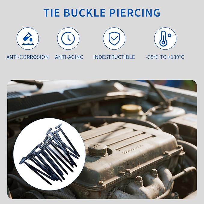 1000PC Nylon Universal Cable Tie Buckle for Car - Self-Locking and Easy Install Zipper Clips with Pin & Button Design - UV-Resistant Zip Tie for Quick and Effortless Car Daily Repair