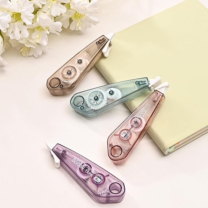 BAYTORY 8 Pcs White Correction Tape, Aesthetic Pull Out Tape 0.2" x 236" for Instant Corrections and Easy to Use Applicator, Correct Wrong Writing for Teacher & Classroom supplies (Morandi)