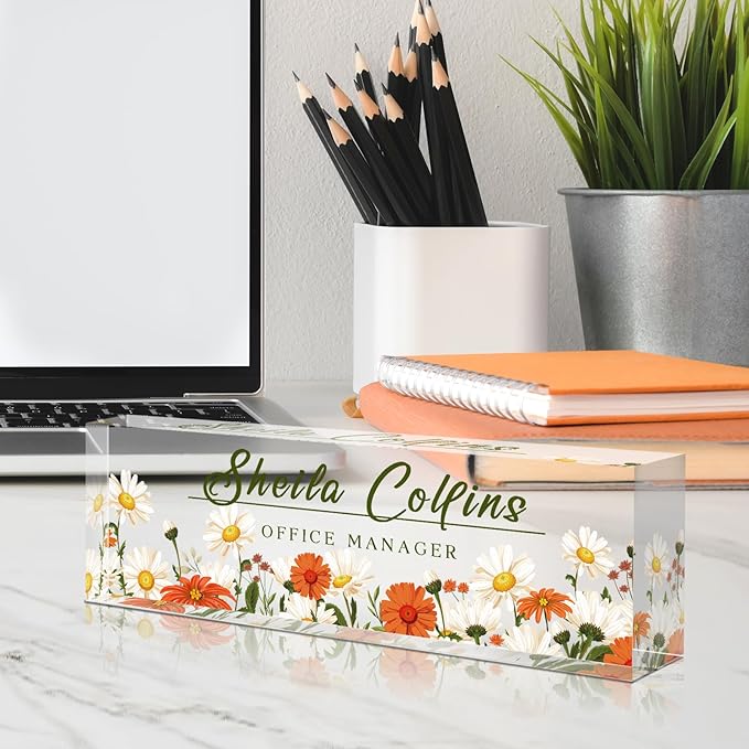 Personalized Custom Name Plate for Desk and Office, Acrylic Employee Appreciation Gift, Funny Office Decor by Daisy