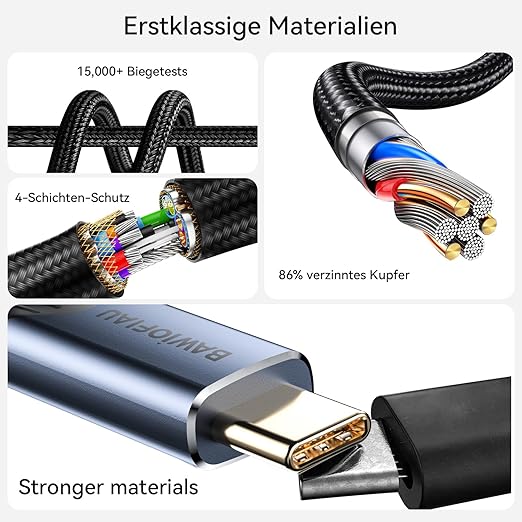 3.3ft/1 M usb c to usb c Extension Cable Compatible with Thunderbolt 5, high Speed 80gbps Data Transfer,240w USB 5.0 type c Male to Female Extension Cable 5A Fast Charging,8K/16K Video Display