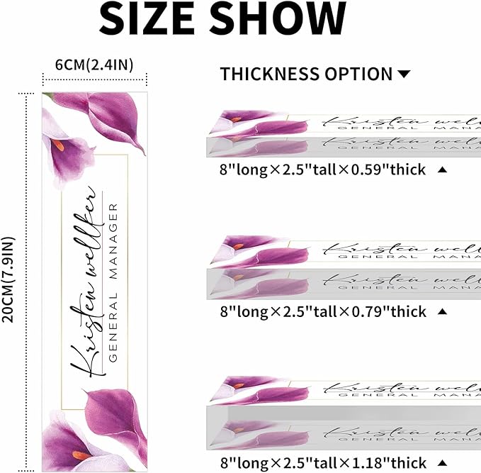 Custom Name Plate for Desk, Desk Name Plate Personalized, Office Decor for Women Men, Acrylic Desktop Accessories, Office Gifts for Coworkers Boss Teacher, Employee Appreciation Gifts (Purple Calla)