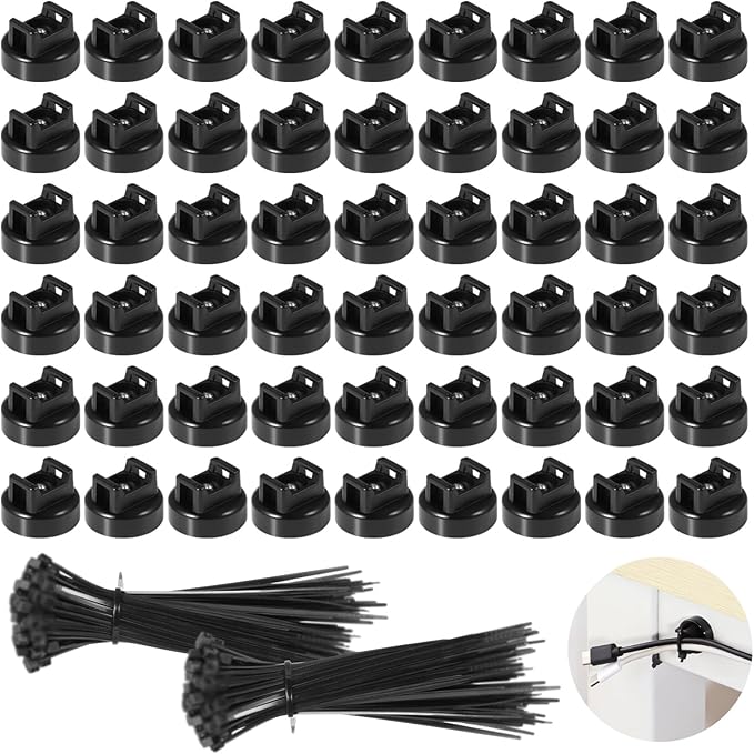 Magnetic Cable Zip Tie Mounts, 25 Pcs Magnets with 100 Pcs Cable Zip Ties, Multipurpose Magnetic Cables Holder for Cables Management, Wire Management Bases